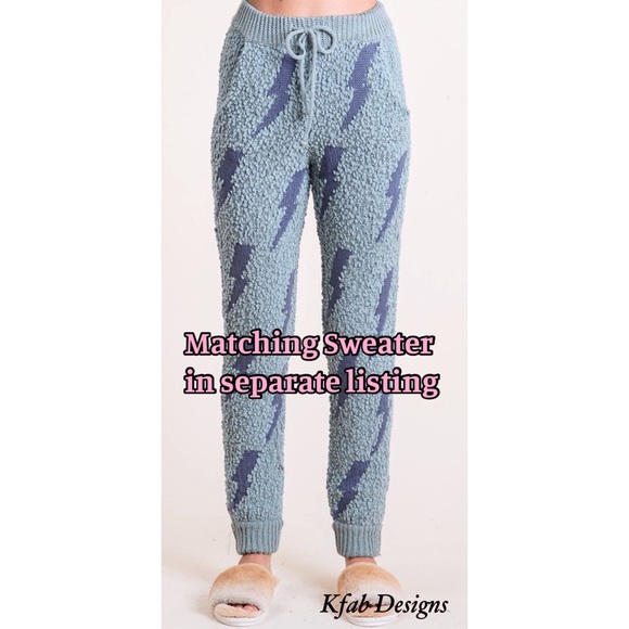 LAST! SOFT Popcorn Sweater Pants w/banded ankles, waist, drawstrings & pockets - Picture 2 of 7